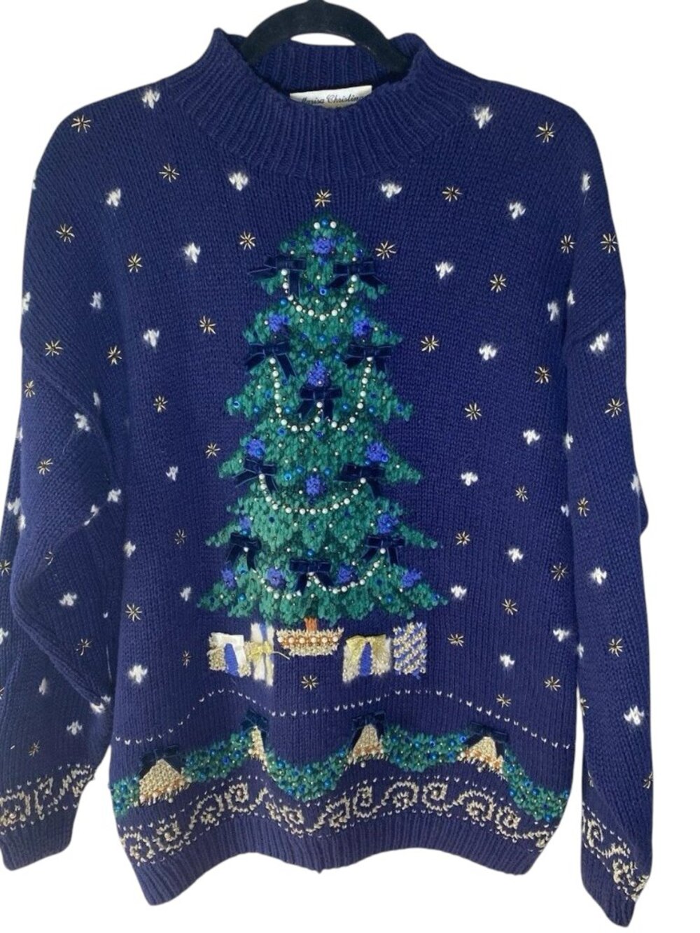 Vintage Marisa Christina Sweater Women's Large Christmas Tree Holiday 1994 90s